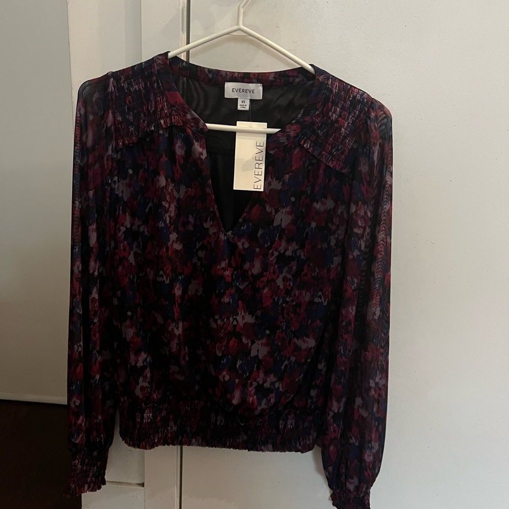 Evereve Women's Floral Top - Black and Purple